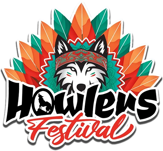 Howlers Festival: a husky in a feather headdress above the Howlers Festival wordmark